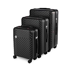 Sada 3ks cestovných kufrov na kolieskach Compactor Cosmos, S + L + XL, vrátane pumpy, váhy, zámok TSA, čierna