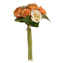 Umelá kytica pukov ruže oranžová, 22 cm 