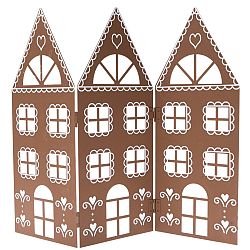 Vianočná kovová dekorácia Three houses hnedá, 68 x 39 x 2,5 cm