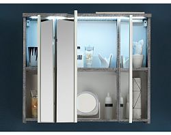 Kúpeľňová skrinka so zrkadlom a osvetlením Pool, šedý betón%