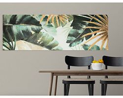 Ručne maľovaný obraz Tropické listy, 120x40 cm%